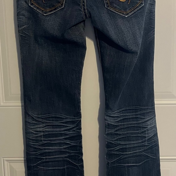 Twentyone Black Rue 21 Distressed Denim Jeans Womens 3/4 Slim Boot Double Button - Picture 8 of 9
